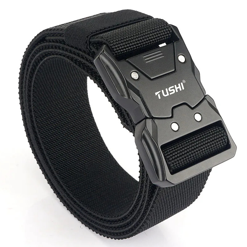 TUSHI Official Genuine Tactical Belt Quick Release Elastic Metal Buckle Casual Tooling Training Men's Trousers Belts y240109