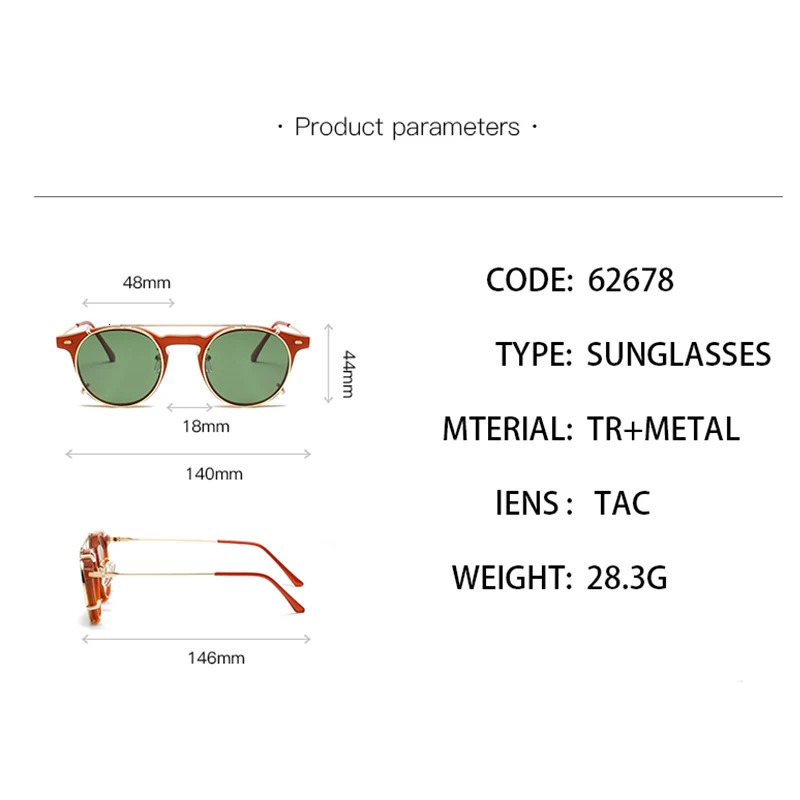 KANDREA Round Fashion Magnet Polarized Sunglasse Men Retro Glasses Frame Optical Prescription Eyeglasses 62678 240109