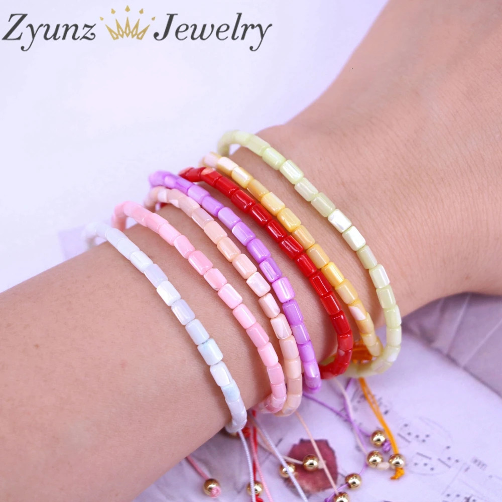 5PCS Mother of Pearl Shell Rondelle Beads Bracelet For Women Colorful Shell Macrame Bracelet Rope Thread Girl Lady Jewelry 240109