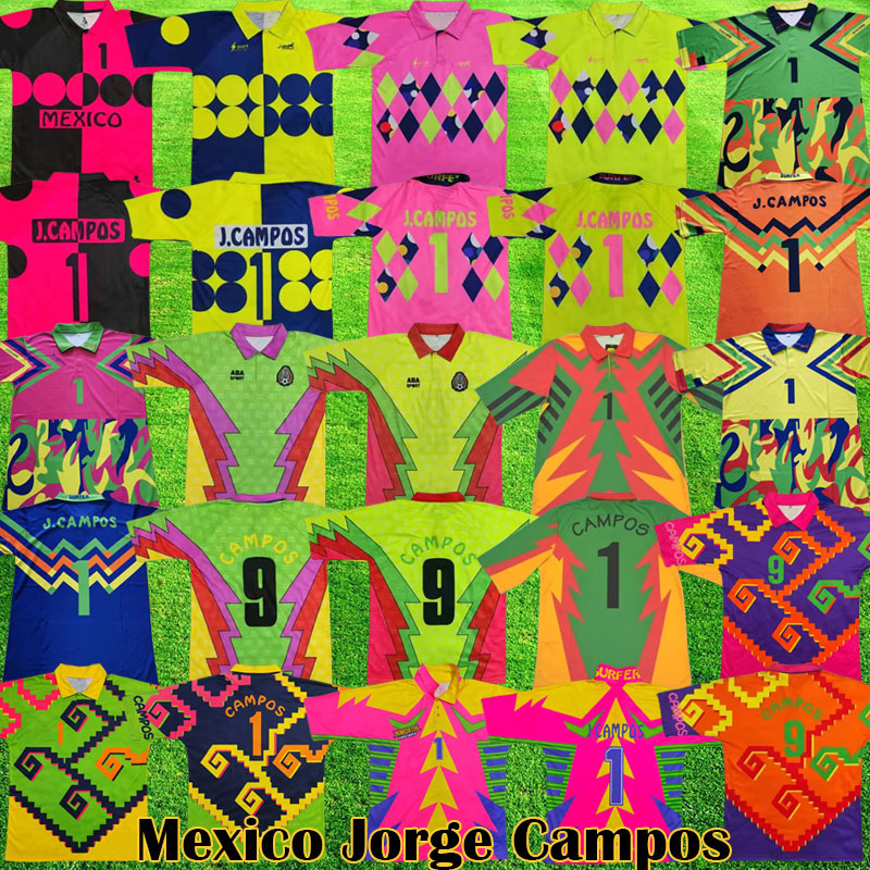 Retro Jorge Campos Soccer Jerseys El inmortal Football Shirts Campos Goalkeeper Kit Navarrete bright kits contributed goalie shirts mexico goalkeeper jersey tops
