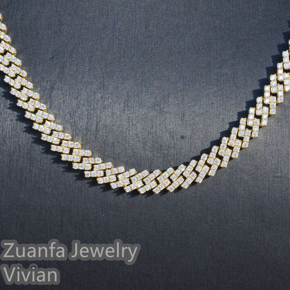 Custom 8mm 9mm 10mm 13mm 15mm Width 1 Row Vvs Moissanite Cuban Link Chain Jewelry Necklace Trendy Gold Men Necklace