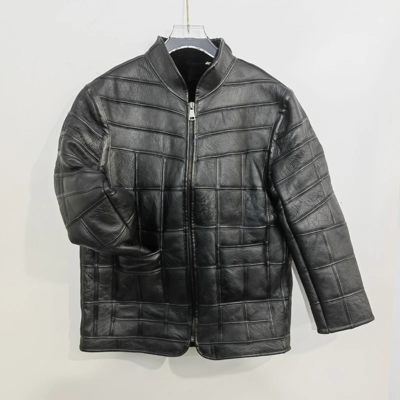 warm men's fur jacket men's 100% real sheepskin coat Men's jackets leather jacket thick size custom 240108