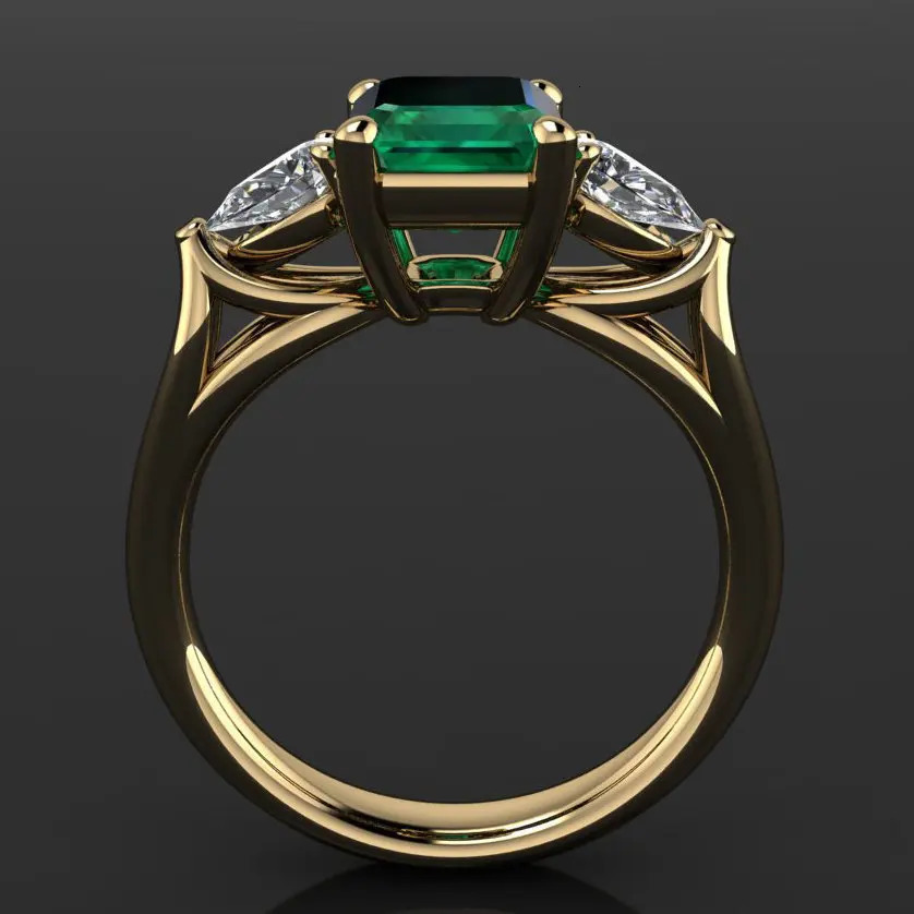 14k Gold Jewelry Green Emerald Ring for Women Bague Diamant Bizuteria Anillos De Pure Emerald Gemstone 14k Gold Ring for Females 240108