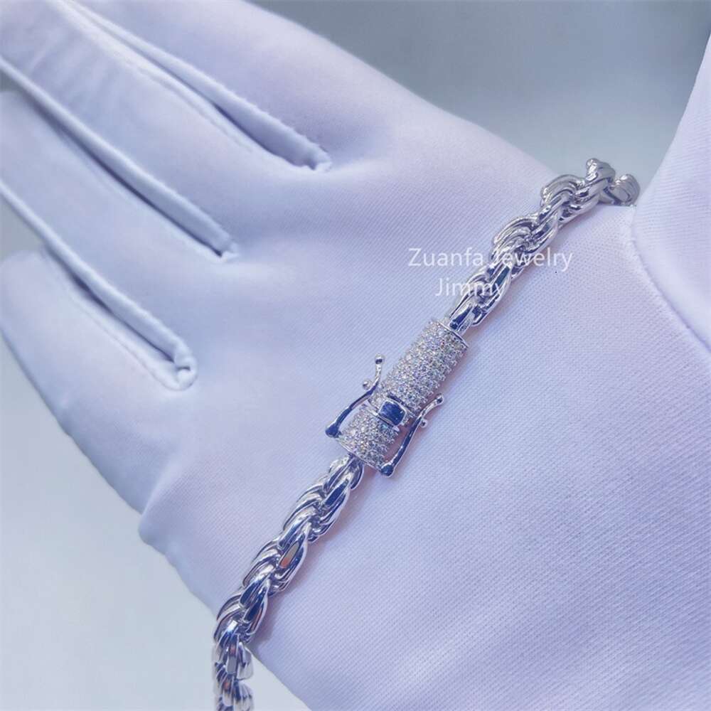 Custom Made Rapper Luxury Hiphop Jewelry 925 Sterling Silver Vvs Moissanite Diamond Lock Rope Chain