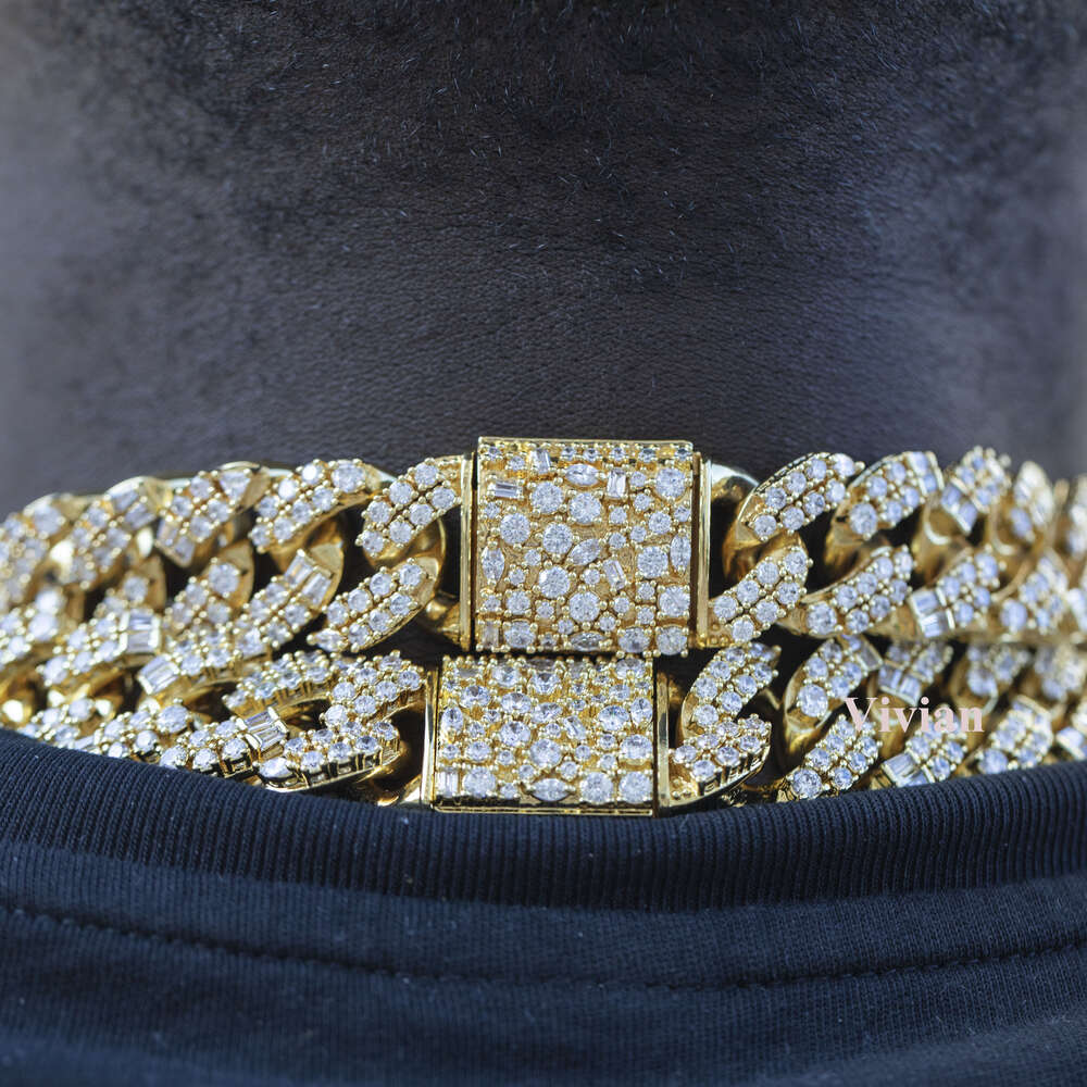 Hip Hop Iced Out Zircon Cuban Link Chain Bling Jewelry 925 Sterling Silver Jewelry Necklace Mens Necklaces