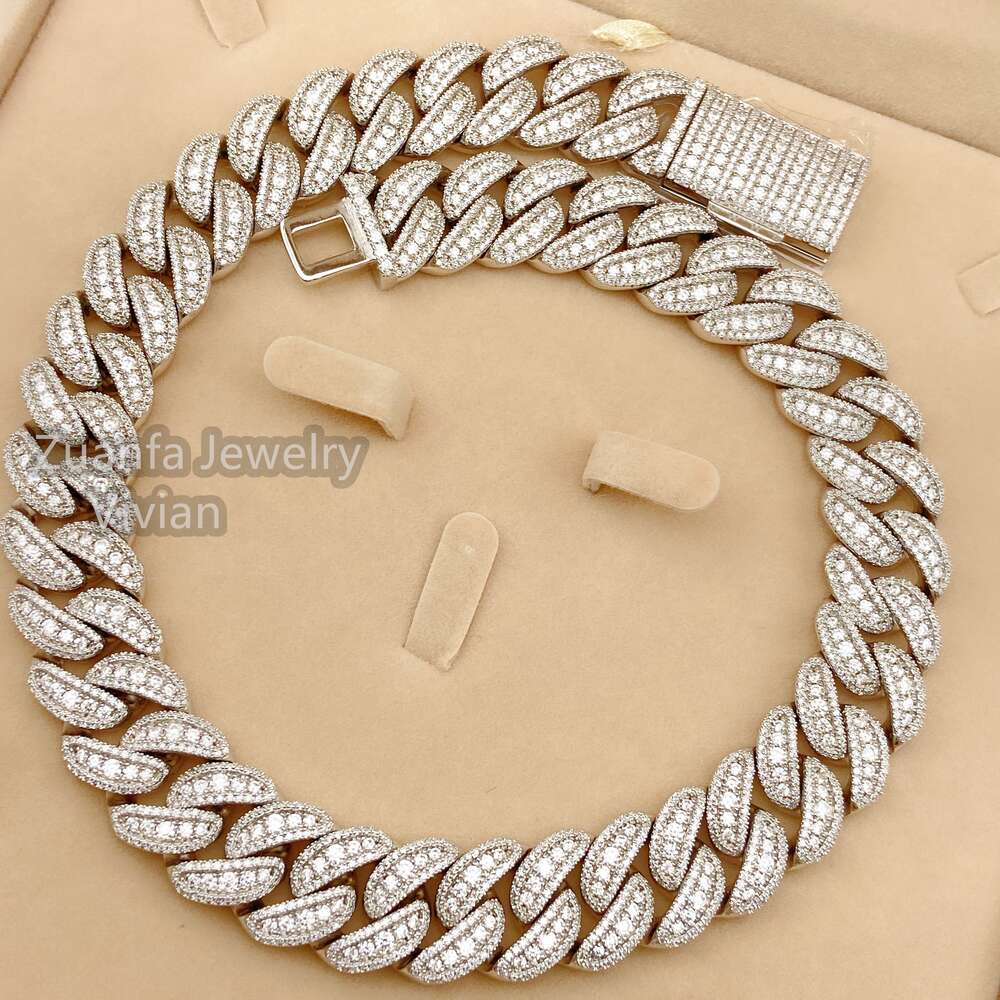 Wholesale Price Bling Jewelry Hip Hop 925 Silver Necklace with Zircone Cz Necklace Cuban Link Chain