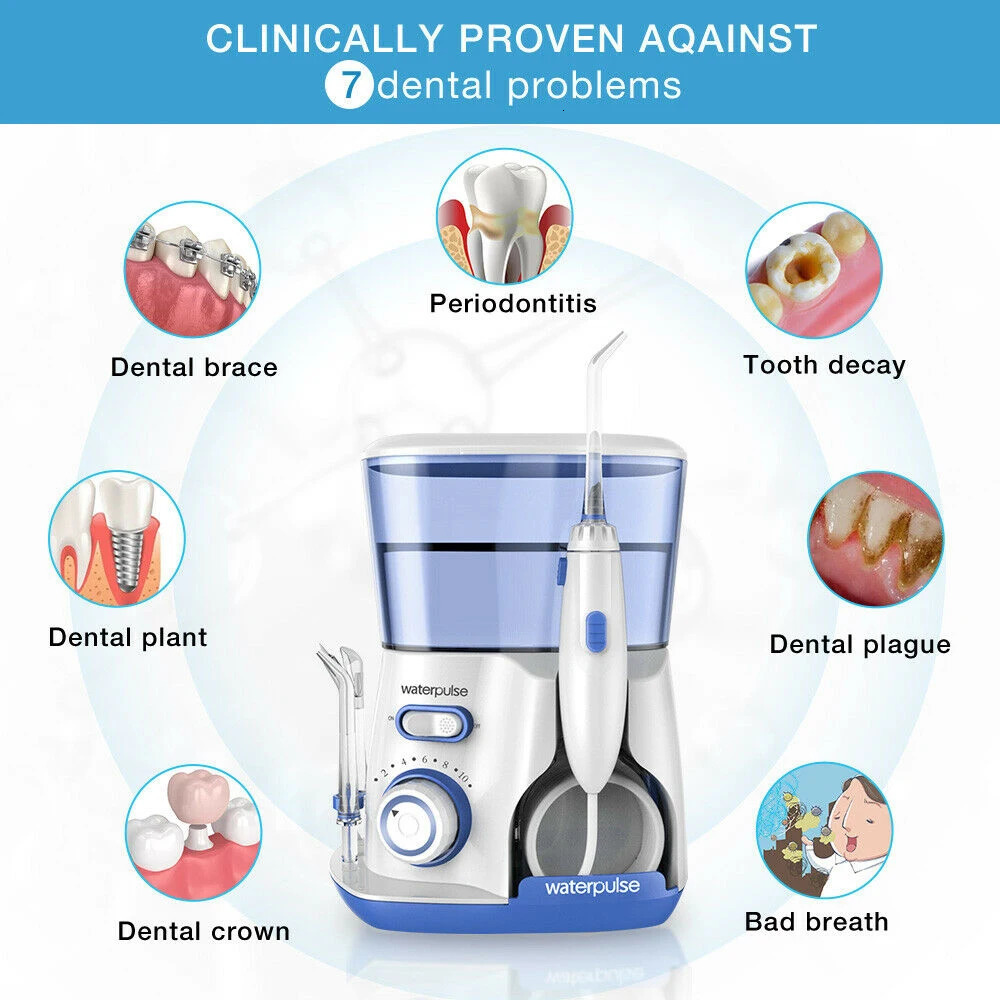 Waterpulse V300G Oral Irrigator 5pcs Tips Dental Water Flosser Electric Cleaner 800ml Oral Hygiene Dental Flosser For Oral Care 240108