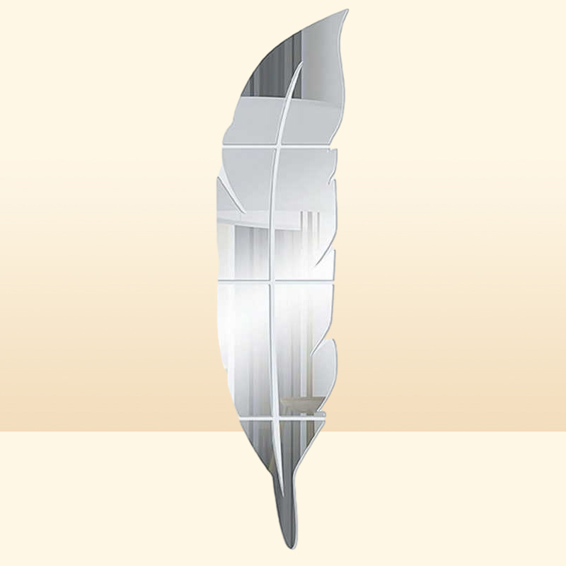 DIY Feather Plume 3D Mirror Wall Sticker for Living Room Art Home Decor Decal Acrylic Sticker Mural Wall Decoration Y08054880413