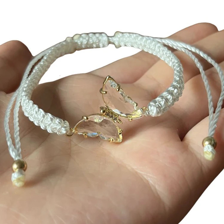 12 Pcs Six Color Butterfly Charm Bracelet Handmade Braided Rope Thread Adjustable Bracelets Bangles Lucky Jewelry Friends Gift 240109