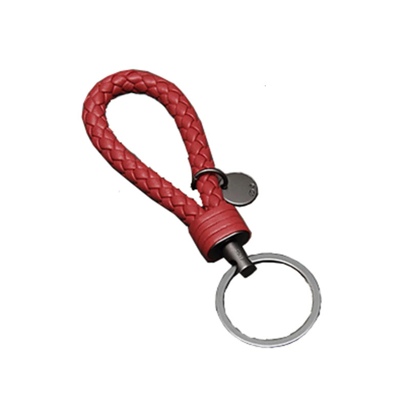 Handmade Braid Real Sheepskin Leather Woven Rope Keychain Wrist Rope Couple Key Chain Llavero Key Ring Key Holder Car Pendant 240109