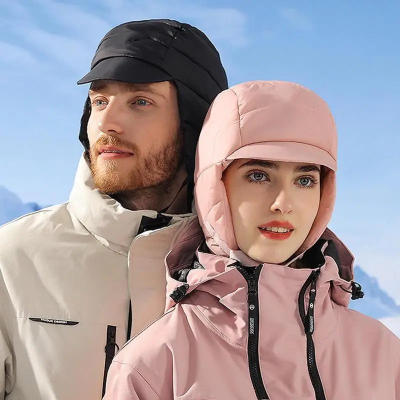 Trapper Hats Light Weight Warm Winter Bomber Hat Down Cotton Ski Balaclava for Men Women Windproof Ridding Cap 240108