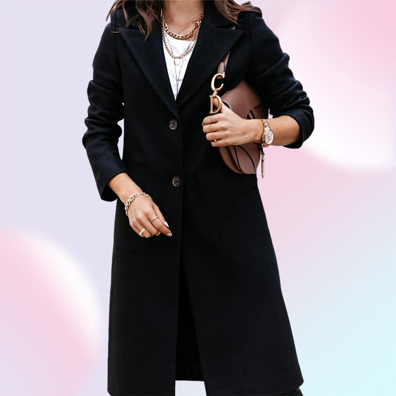 Women039s Wool Midi Long Coats And Jackets Women Winter Blends Peacoat Warm Outerwear Single Breasted Solid Overcoat Casual Tre6470857