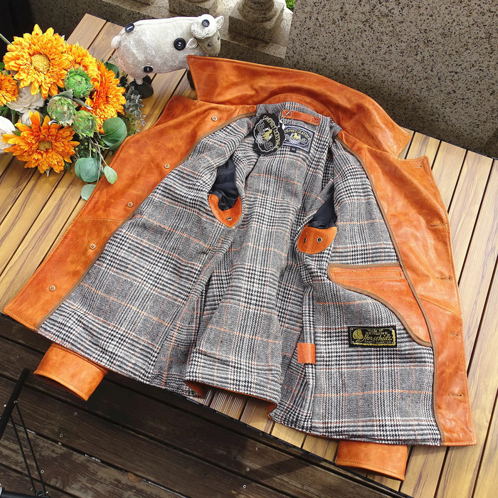 YR.Men Rider Vintage Amber tanned horsehide jacket.classic casual soft real leather coat.slim fit leather cloth 240108