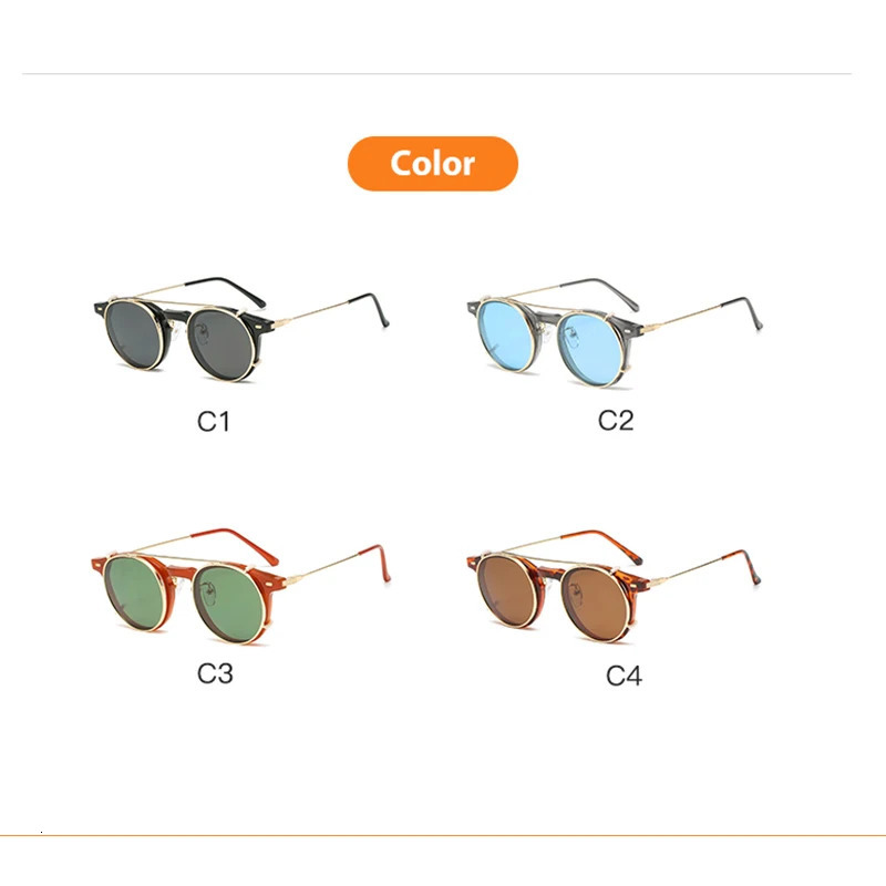 KANDREA Round Fashion Magnet Polarized Sunglasse Men Retro Glasses Frame Optical Prescription Eyeglasses 62678 240109