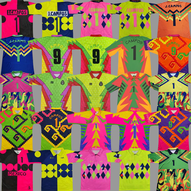 Retro Jorge Campos Soccer Jersey El inmortal Football Shirts Campos Goalkeeper Kit J Navarrete bright kits contributed portero goalie shirts mexico goalkeeper top