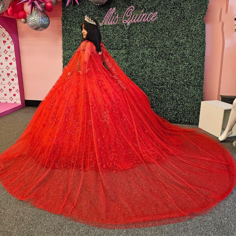 Red Beading Tassel Off The Shoulder Quinceanera Dress Ball Gown 3D wers Appliques Lace Beads Corset Vestido De 15 Anos