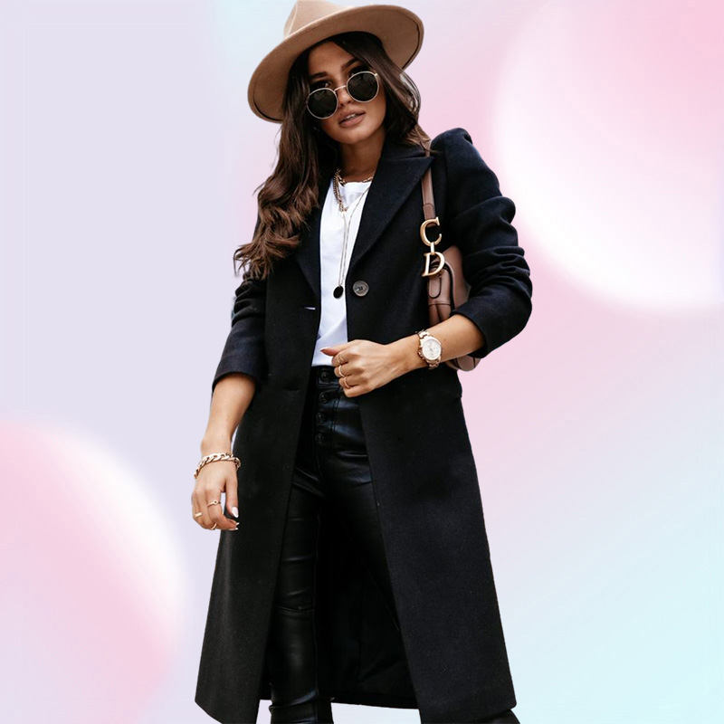 Women039s Wool Midi Long Coats And Jackets Women Winter Blends Peacoat Warm Outerwear Single Breasted Solid Overcoat Casual Tre6470857