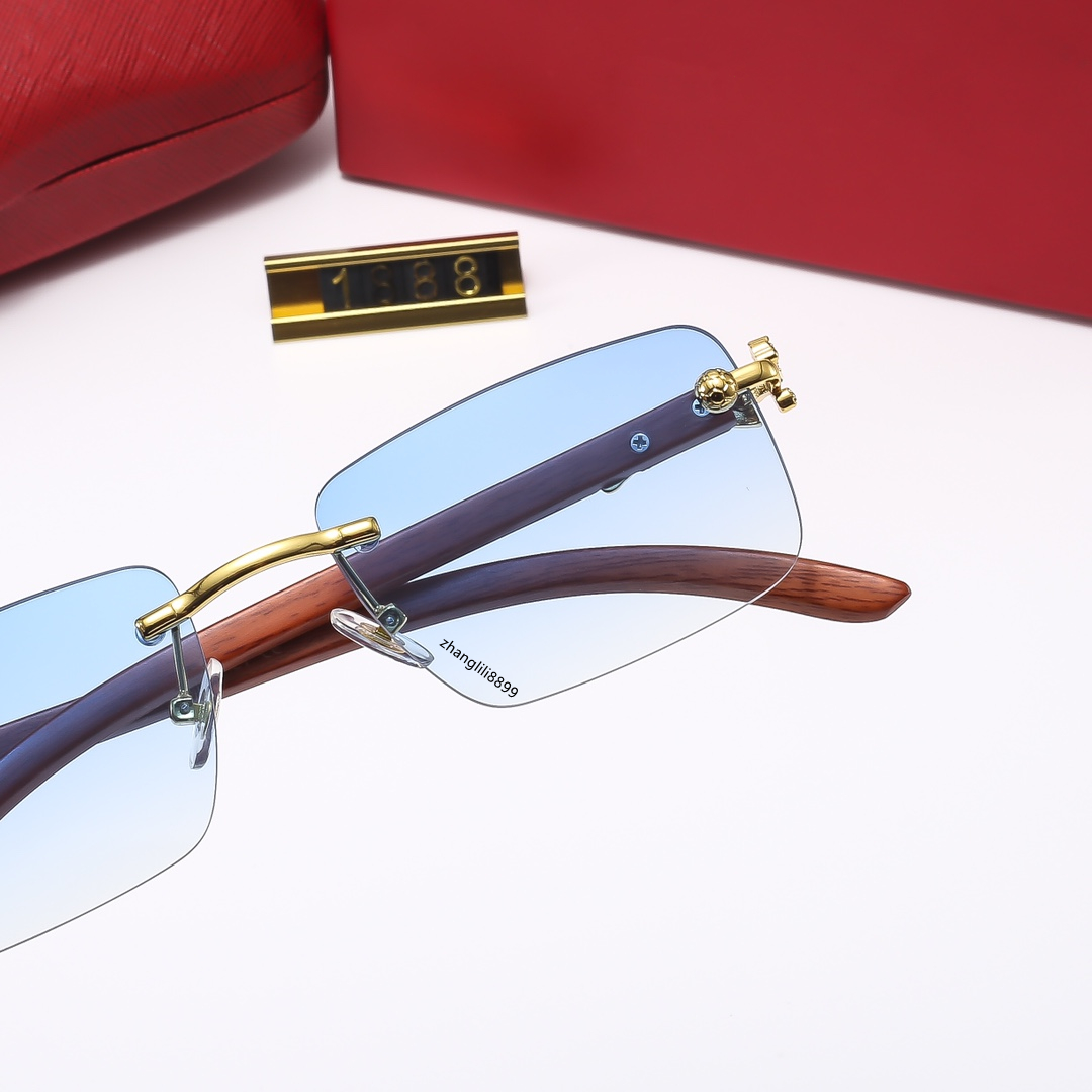 Rimless Eyeglasses Mens Square Sunglasses: Designer Frameless Gradient Lens Sun Glasses For Women, Vintage Wooden Oculos Y260207