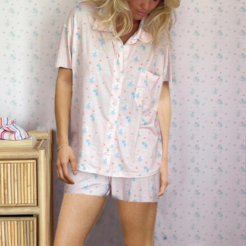 Women's Tracksuits Women Y2K 2 Piece Strawberry Fruit Pajamas Set Long Sleeve Shirt Relaxed Fit Shorts Two Pjs Outfit Lounge Sets