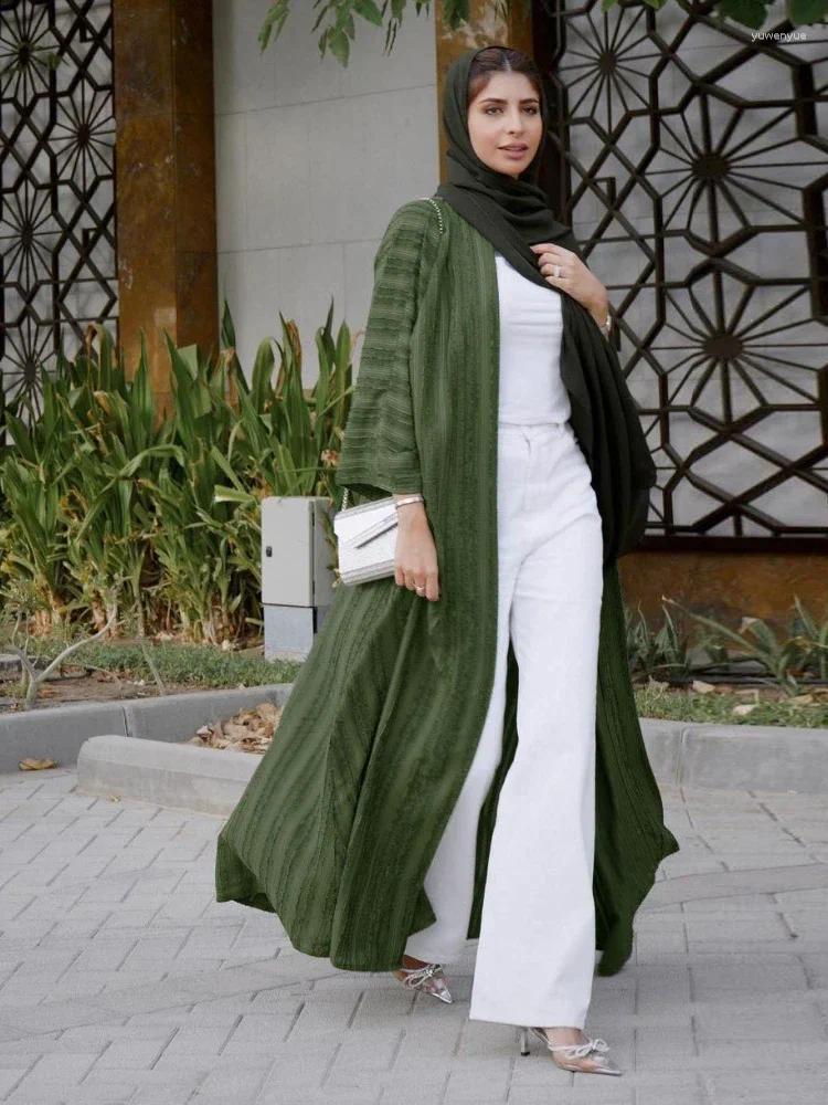 Ethnic Clothing Open Abaya Kimono Elegant Long Dress Muslim Coat Turkey Abayas For Women Dubai 2024 Islam Saudi Arabia Kaftan Hijab