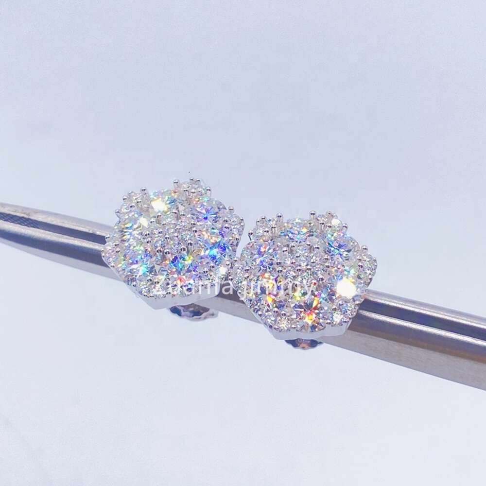 Hotsale Iced Out Hip Hop Jewellery Lowest Price Sterg Sier VVS Moissanite Dia Stud wer Earrings