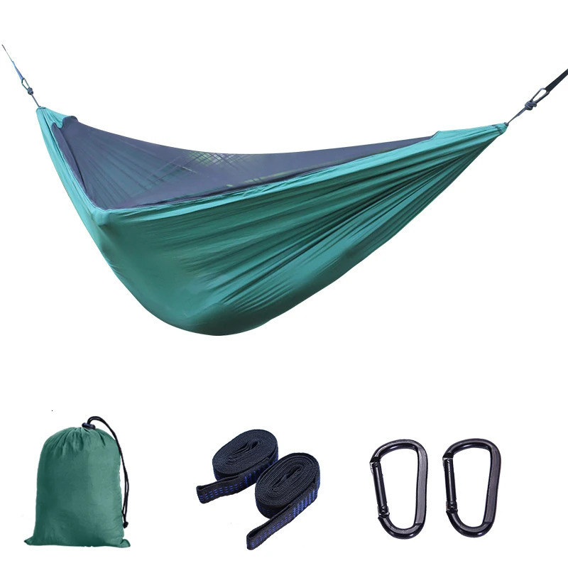 2Person Outdoor Camping Hammock 28x14m92x46ft Lightweight Hanging Mosquito Net Hammocks Tree Straps Swing Backpack Backyard 240109