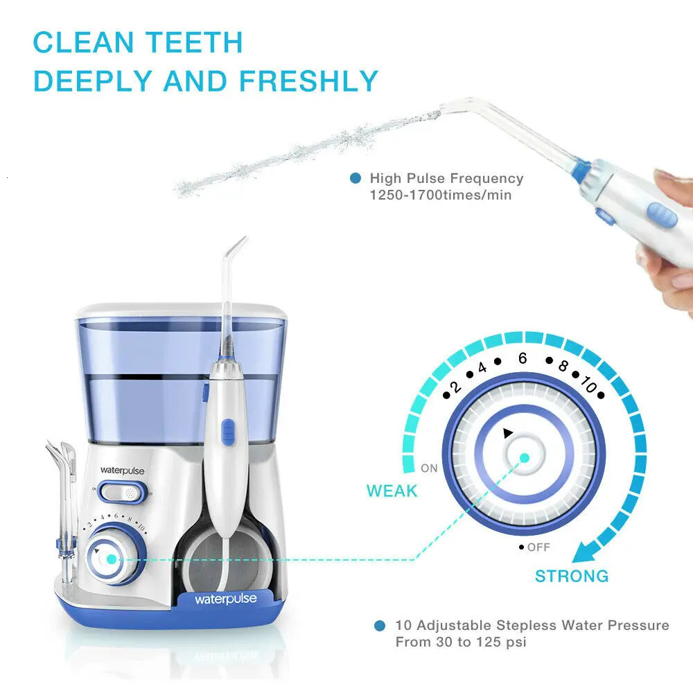Waterpulse V300G Oral Irrigator 5pcs Tips Dental Water Flosser Electric Cleaner 800ml Oral Hygiene Dental Flosser For Oral Care 240108