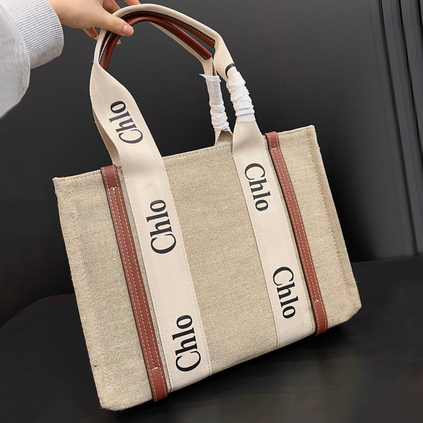 Tote Designer bag WOODY Luxury high-quality handbag shoulder bag Tote bag Canvas linen classic striped braid quilted chain large capacity Outdoor shopping