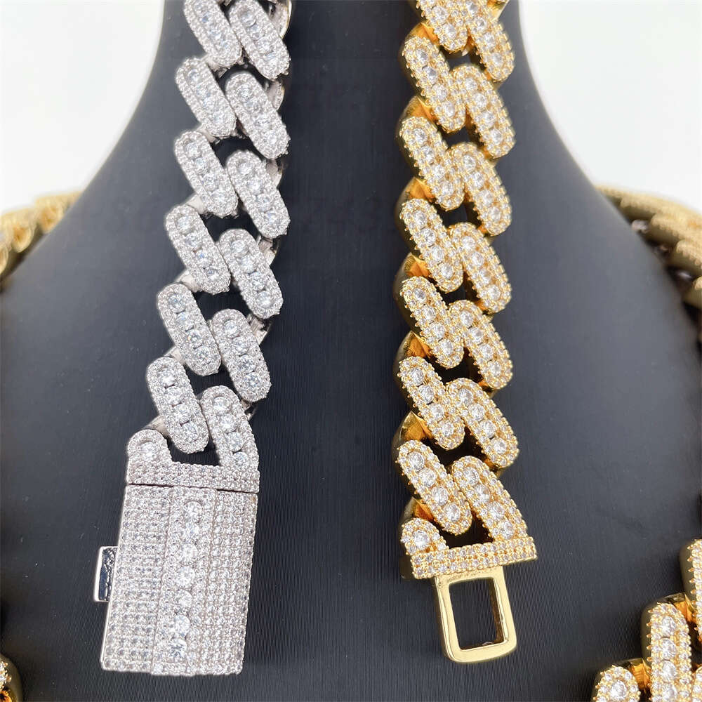 12mm13mm 15mm 18mm Mens Miami Cuban Link Necklace Moissanite Jewelry Zuanfa Moissanite Cuban Chain