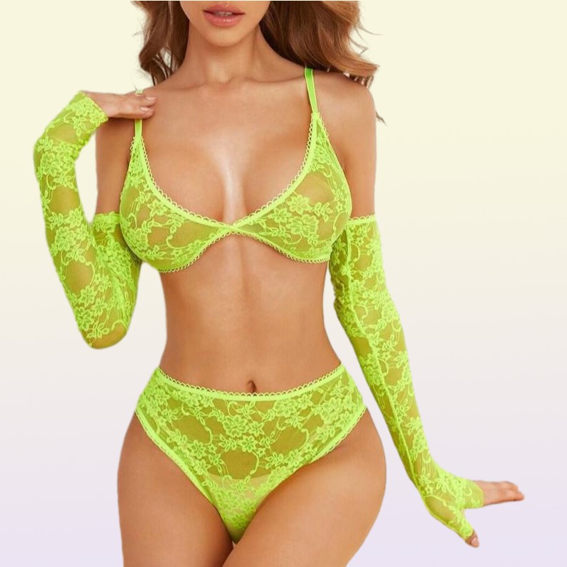 Bras Sets Sexy Lingerie Lace 4piece Sex Suit Multicolor Multicode Plus Size Lingere Fishnet Set Q4247685800