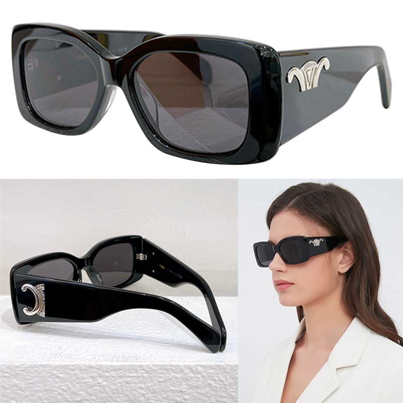 TRIOMPHE XL 01 SUNGLASSES IN ACETATE CL40282U Fashion designer sunglasses for women black rectangular acetate frame UV400 smoke lens brand womens glasses