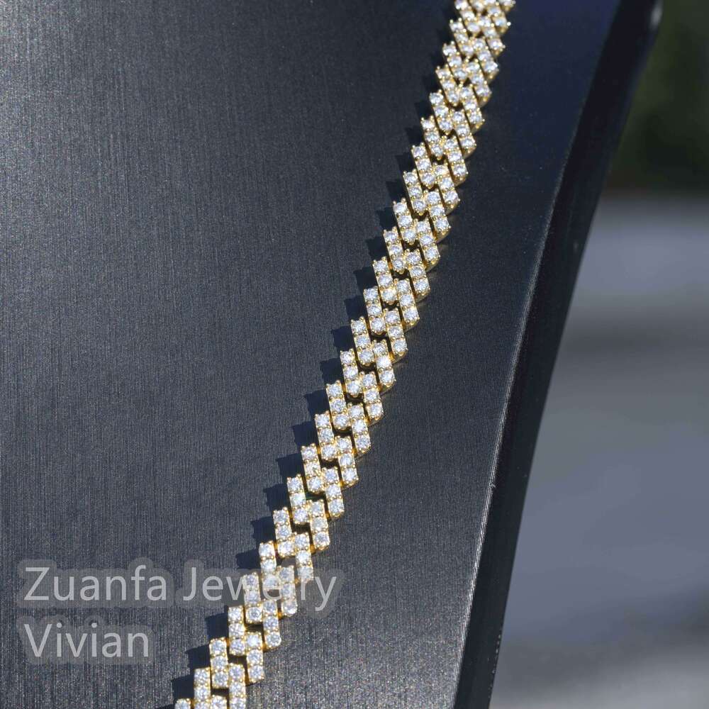 Custom 8mm 9mm 10mm 13mm 15mm Width 1 Row Vvs Moissanite Cuban Link Chain Jewelry Necklace Trendy Gold Men Necklace