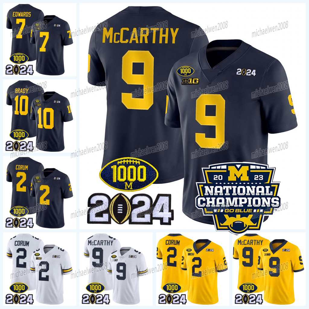 Wolverines 2024 College Playoff National Champions Football Jersey J.J. McCarthy Blake Corum Michigan Donovan Edwards Wilson Johnson Loveland Haskins Sainristil