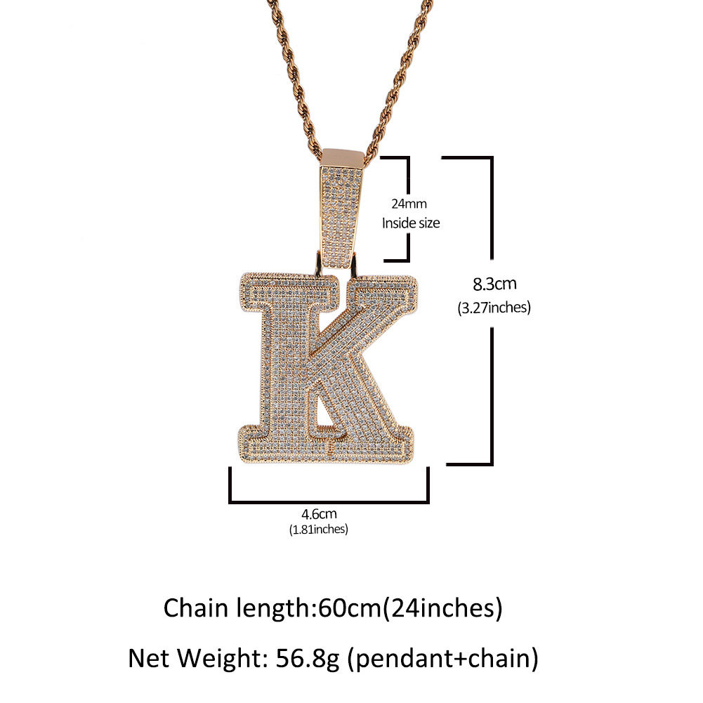 26 letter necklace Hip Hop personalized dias Men's pendant GRA moissanite dia gold sterling sier cuban link