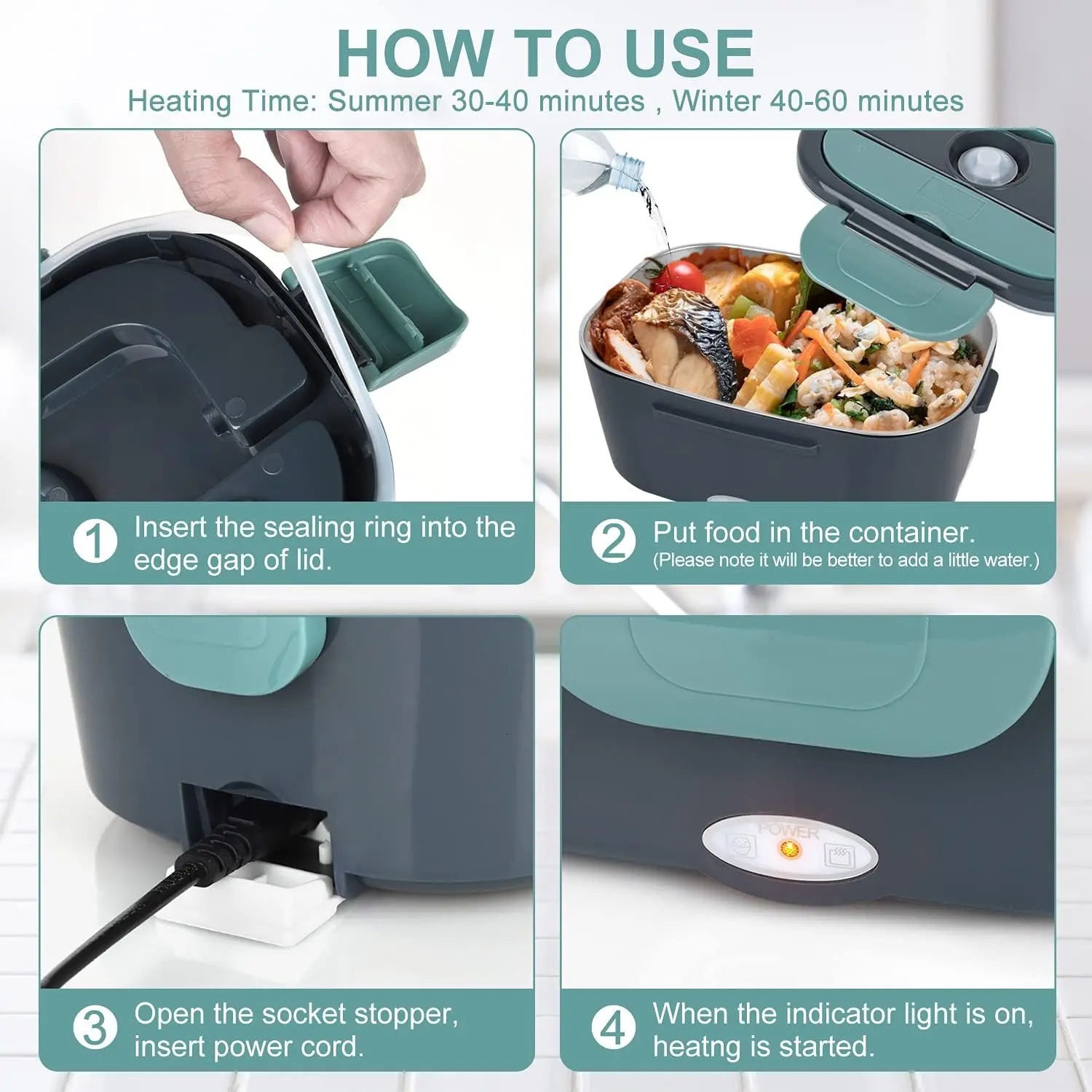 15 L 60W Electric Lunch Box Food Warmer Portable Heater for Car Or Home Leak Proof Heating Microwave Truckers 240109