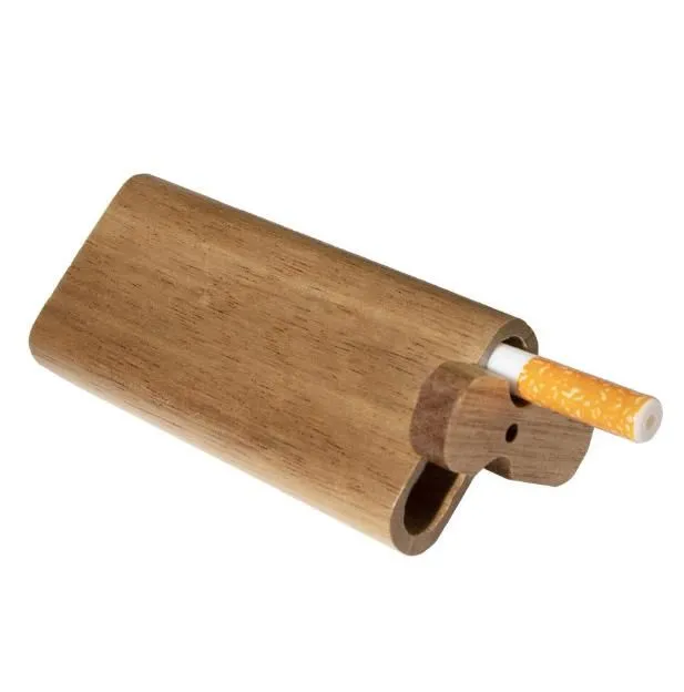 Wooden Box Case One Hitter Smoking Pipe Handmade Wood Dugout with Ceramic Pipes Cigarette Filters ZZ