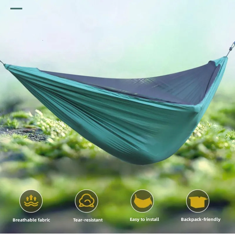 2Person Outdoor Camping Hammock 28x14m92x46ft Lightweight Hanging Mosquito Net Hammocks Tree Straps Swing Backpack Backyard 240109