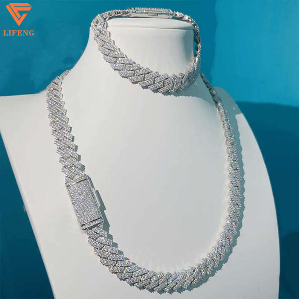 Lifeng Fashion Jewelry Through the Diamond Test Moissanite 925 Sterling Silver Hip Hop Cuban Chain Necklace