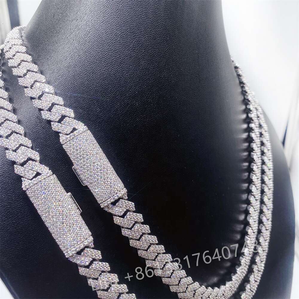 Custom Hip Hop Jewelry 925 Sterling Silver Diamond Moissanite Iced Out Cuban Link Chain