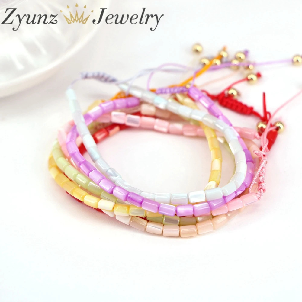 5PCS Mother of Pearl Shell Rondelle Beads Bracelet For Women Colorful Shell Macrame Bracelet Rope Thread Girl Lady Jewelry 240109