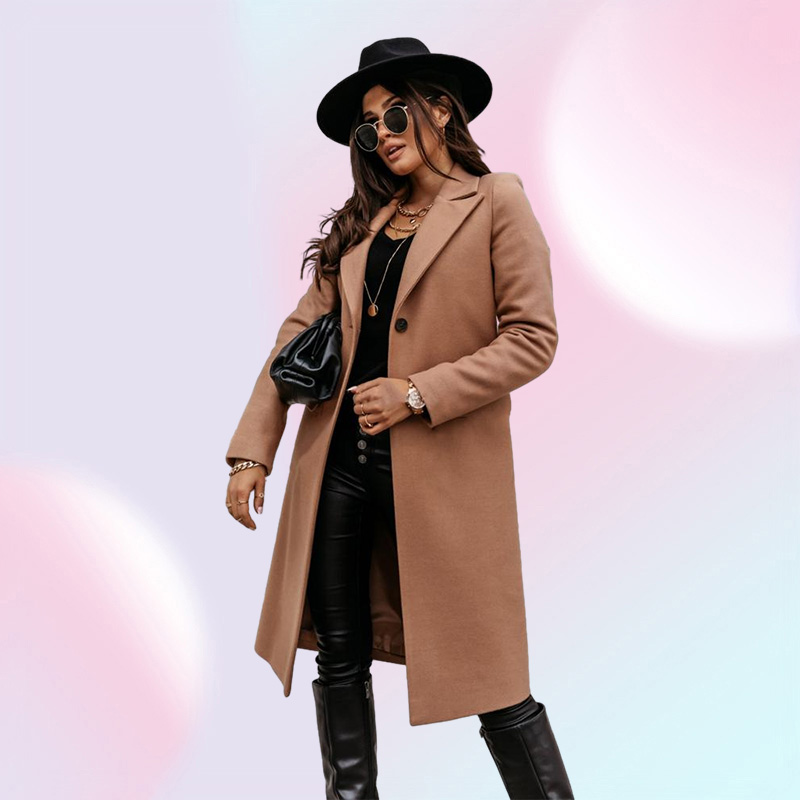 Women039s Wool Midi Long Coats And Jackets Women Winter Blends Peacoat Warm Outerwear Single Breasted Solid Overcoat Casual Tre6470857