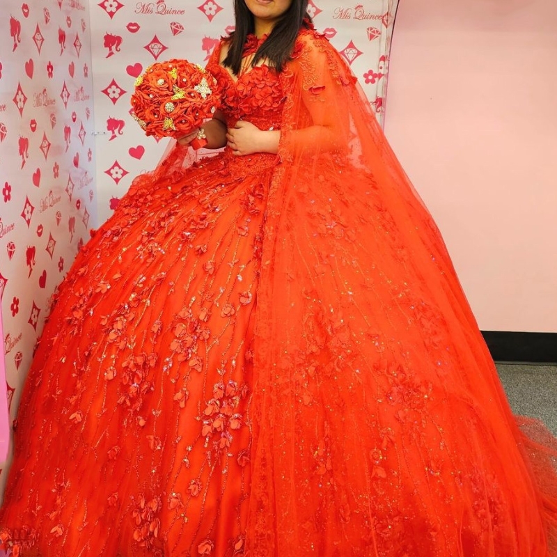 Red Beading Tassel Off The Shoulder Quinceanera Dress Ball Gown 3D wers Appliques Lace Beads Corset Vestido De 15 Anos
