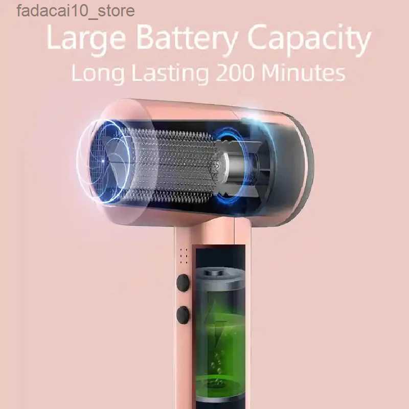 Hair Dryers Portable Wireless Rechargeable Hair Dryer With Cold And Hot Air Lithium Battery Cordless 300W Outdoor Travel Blow Dryer Q240109