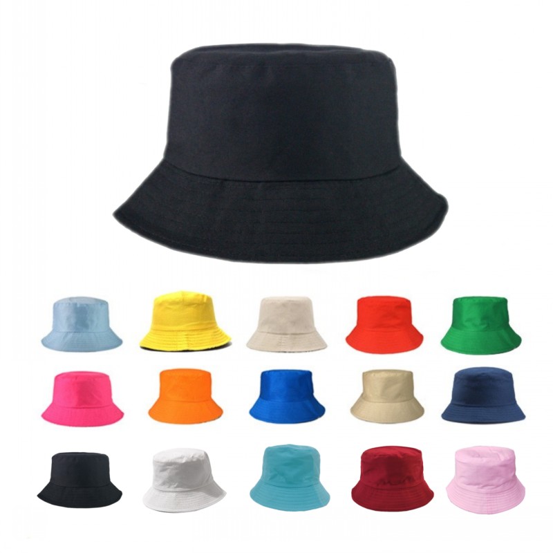Kids Adults Bucket Hat Cap Fishing Hats Boy Girl Fisherman Sun Visor Baby Summer Foldable Beach Cappelli Solid Color