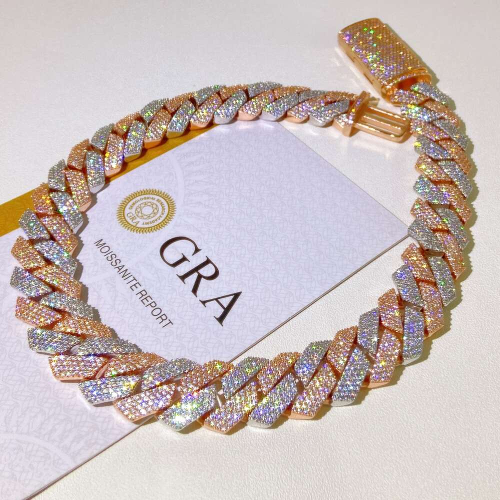 20mm Width Good Quality Bling Zircon Diamond Necklace Hip Hop Jewelry Man Aesthetic 925 Sterling Silver Chain