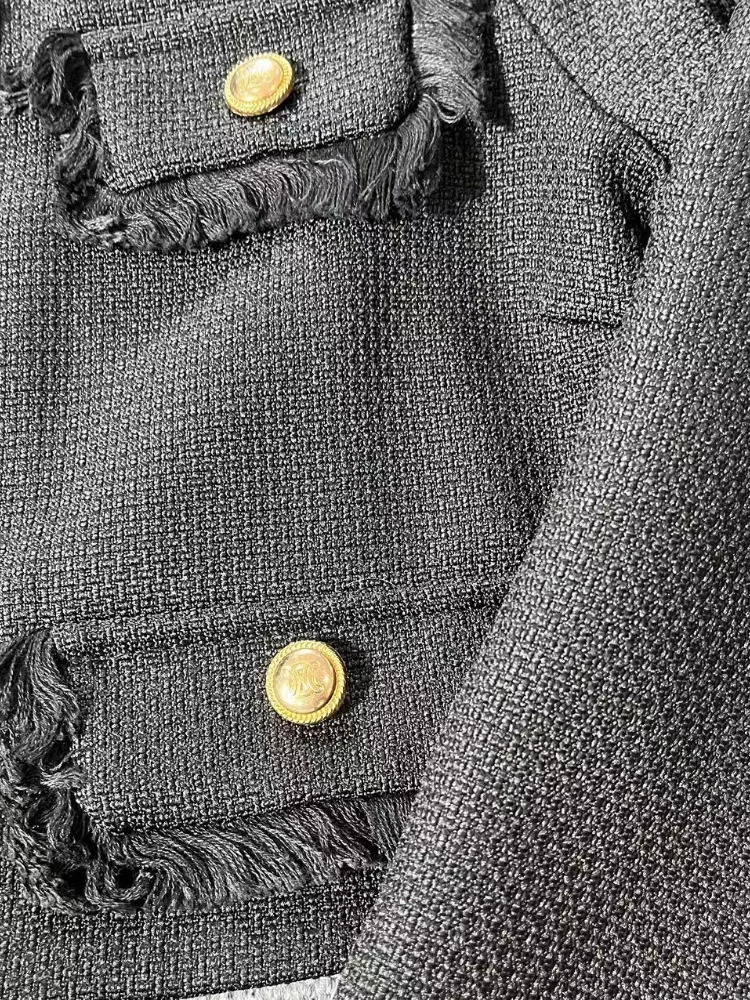 Insozkdg Office Lady Skirt Suit Tweed Two Piece Outfits Women Long Sleeve Coathigh Waist Pencil Set 2 240109 B4