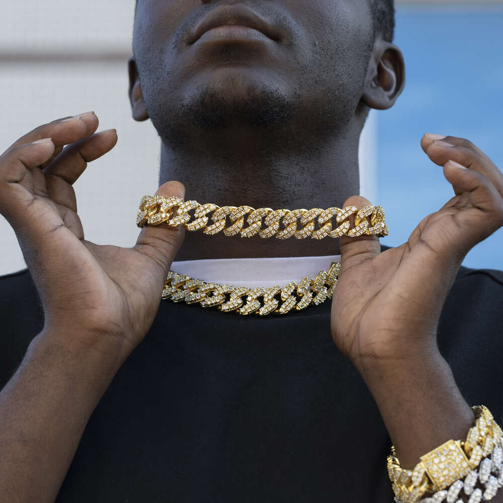Hip Hop Iced Out Zircon Cuban Link Chain Bling Jewelry 925 Sterling Silver Jewelry Necklace Mens Necklaces