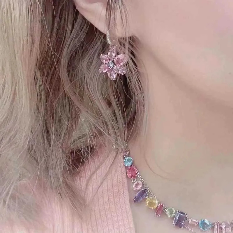 With Candy Fine Jewelry Sets Color Crystal Trendy Pearl Dulcis Necklace Earrings Ring Bracelet for Women Gift 240109