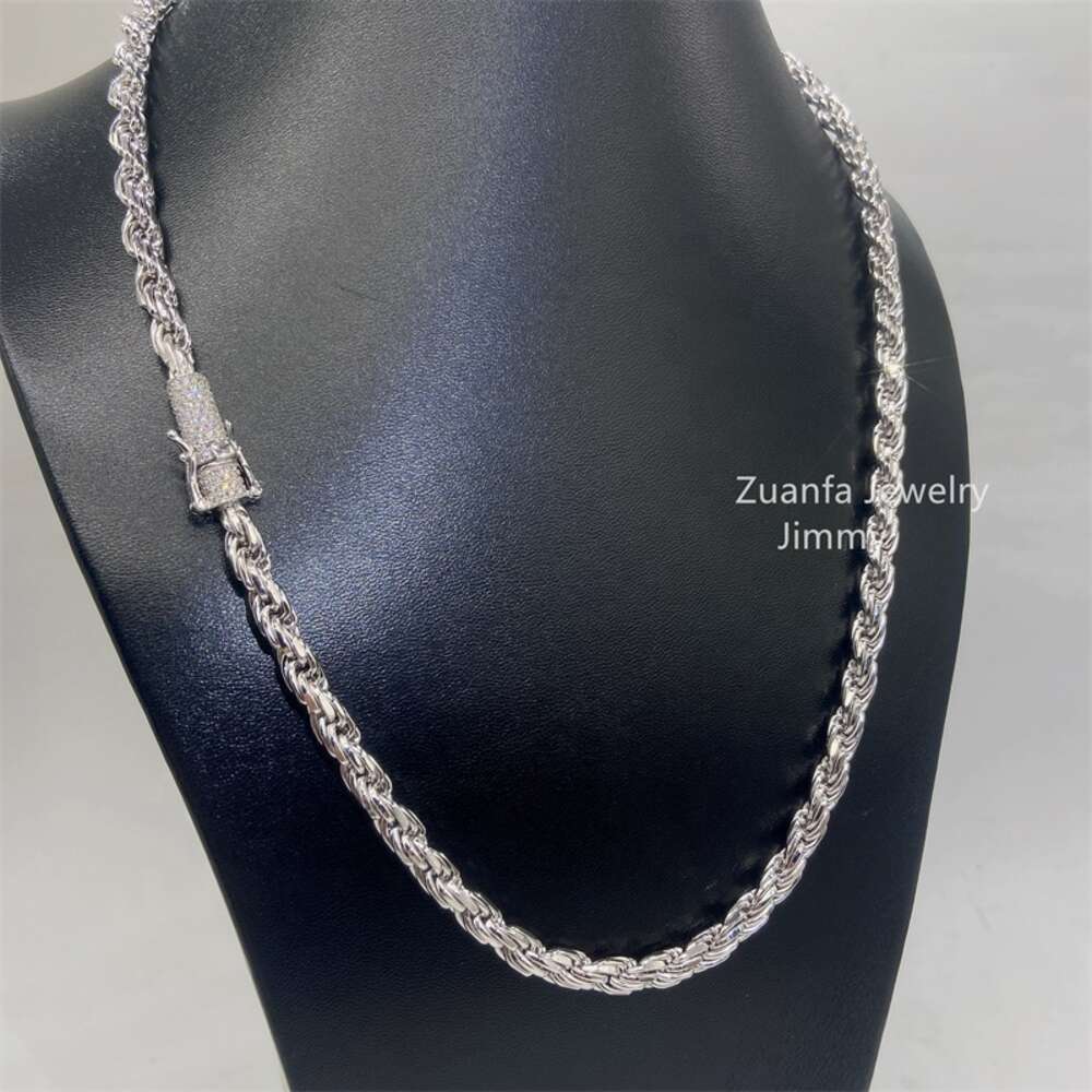 Custom Made Rapper Luxury Hiphop Jewelry 925 Sterling Silver Vvs Moissanite Diamond Lock Rope Chain