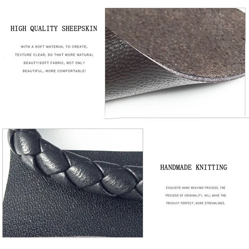 Handmade Braid Real Sheepskin Leather Woven Rope Keychain Wrist Rope Couple Key Chain Llavero Key Ring Key Holder Car Pendant 240109